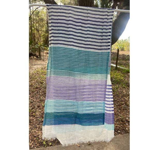 Coldwater Creek thin wool Scarf purple and green - Picture 2 of 5